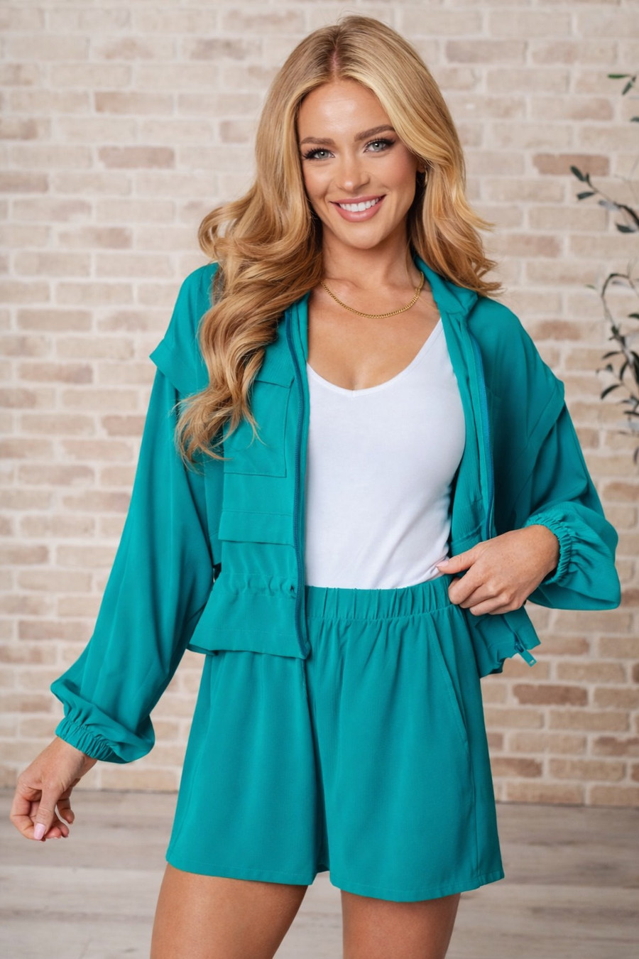 She's Got Game Cropped Jacket: Teal 