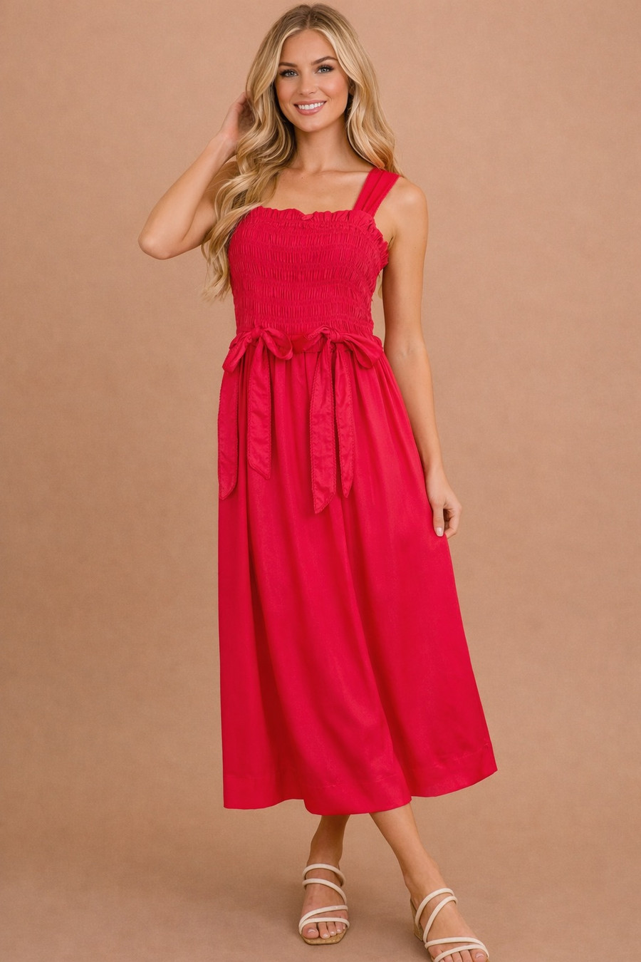 Hold Me Down Midi Dress: Fuchsia