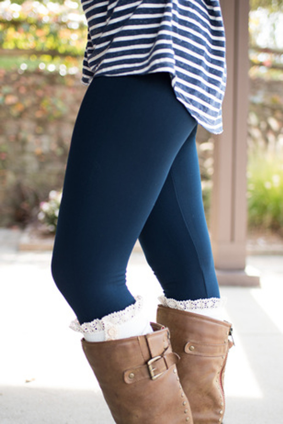 Navy fleece lined leggings