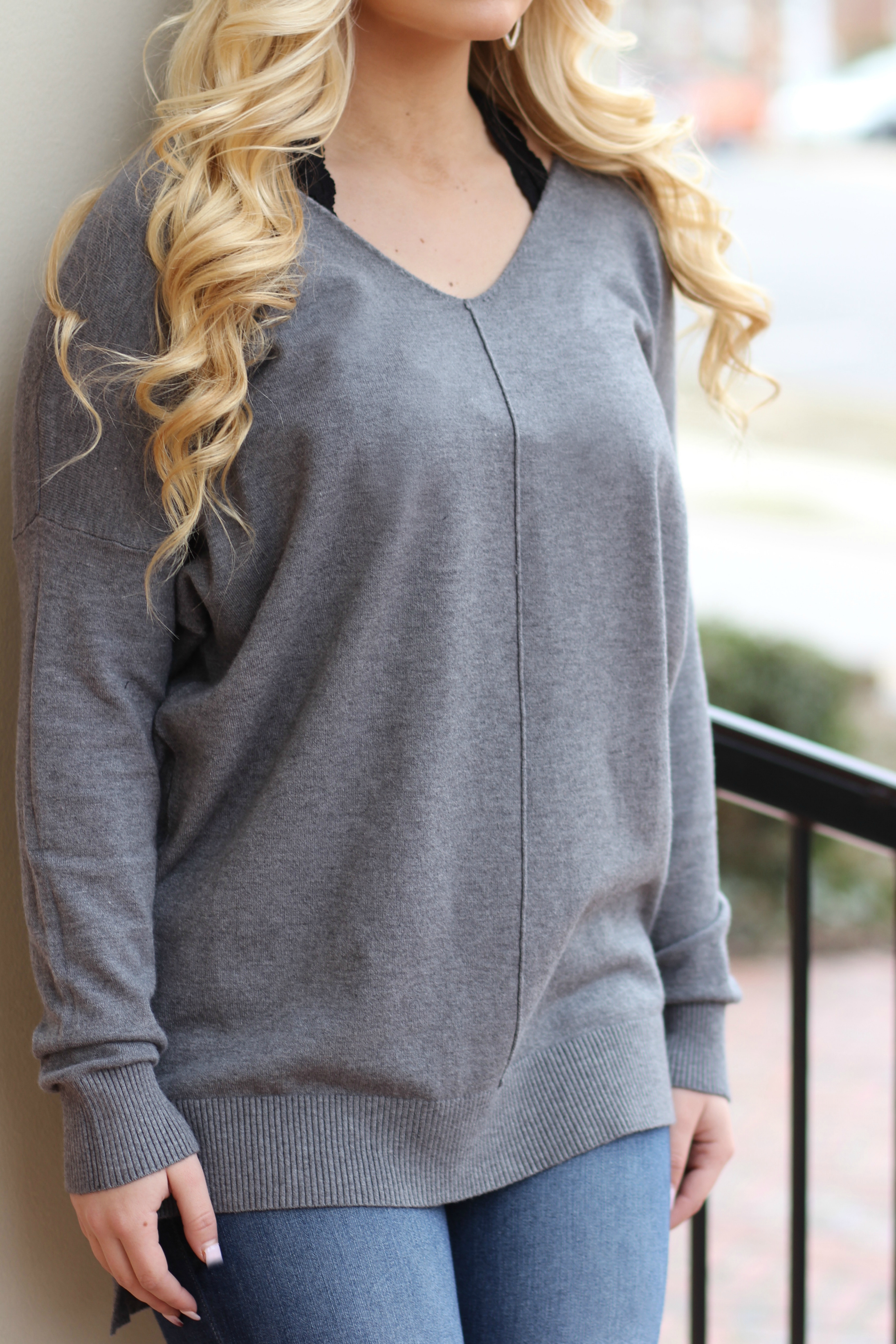 Butter Tunic Sweater: Charcoal - Lavish 