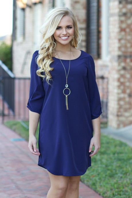 Shift Dress: Navy - Lavish Boutique Shift Dress: Navy - Lavish Boutique