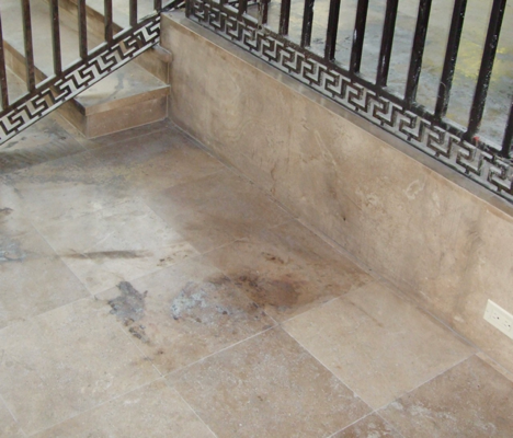 Fire damage on limestone