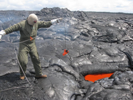 Geologist testing granite