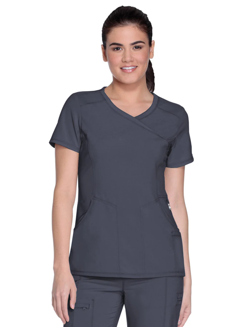 TO Women's 4-Pocket Mock Wrap Scrub Top