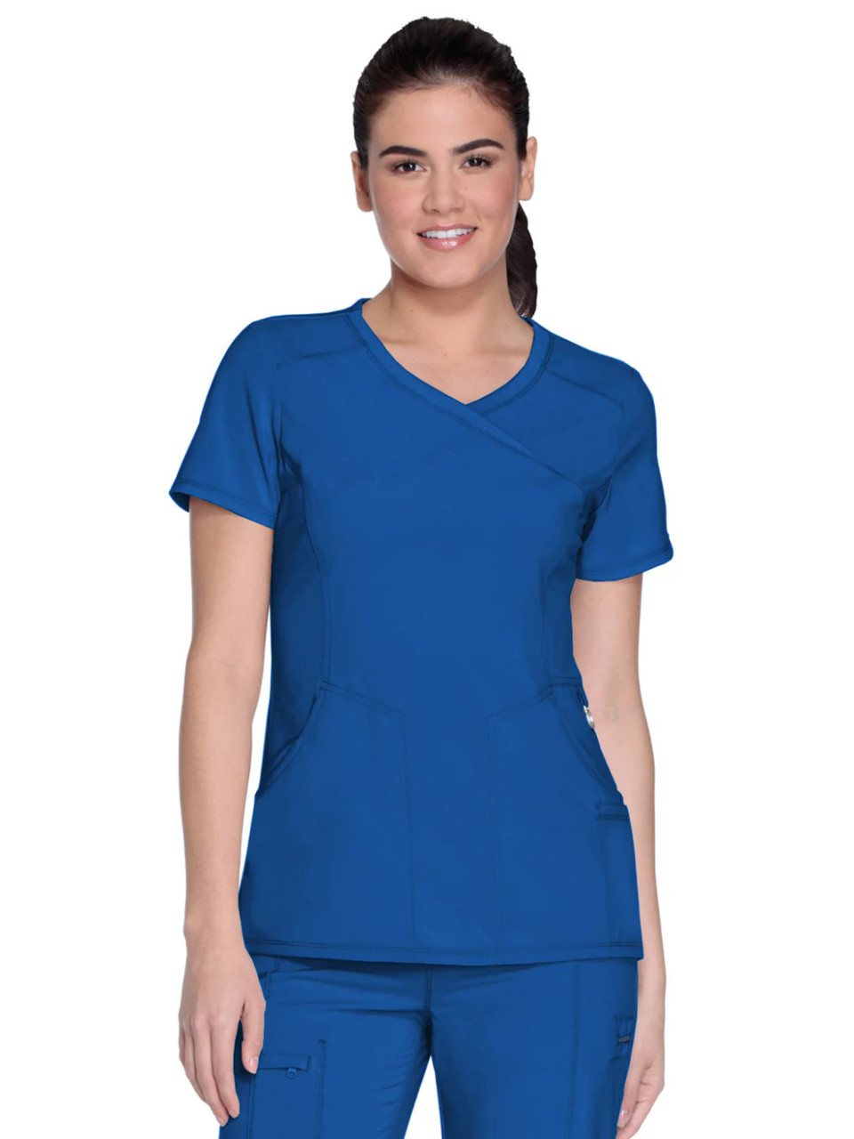 TO Women's 4-Pocket Mock Wrap Scrub Top