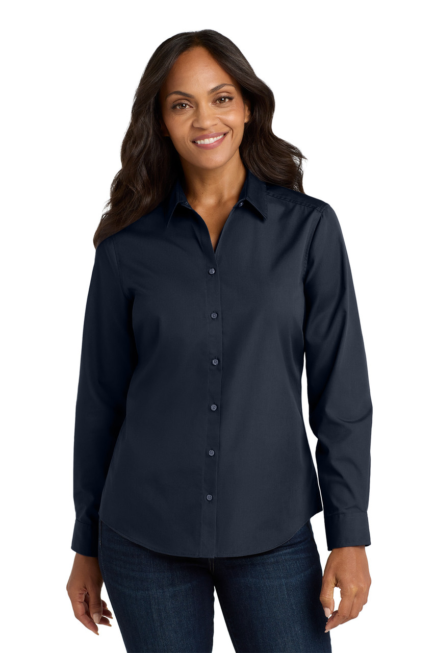 Port Authority® Women's Long Sleeve Carefree Poplin Shirt