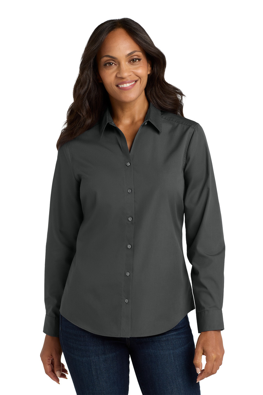 Port Authority® Women's Long Sleeve Carefree Poplin Shirt