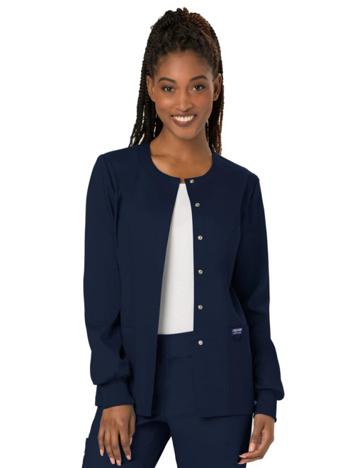 TSCN Women's 3-Pocket Snap Front Scrub Jacket