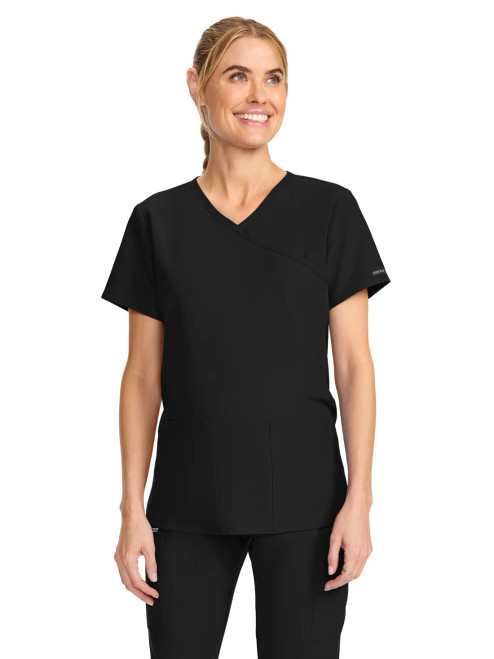Women's 2-Pocket Maternity V-Neck Top (Black)