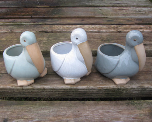 Glazed Pelican Planters