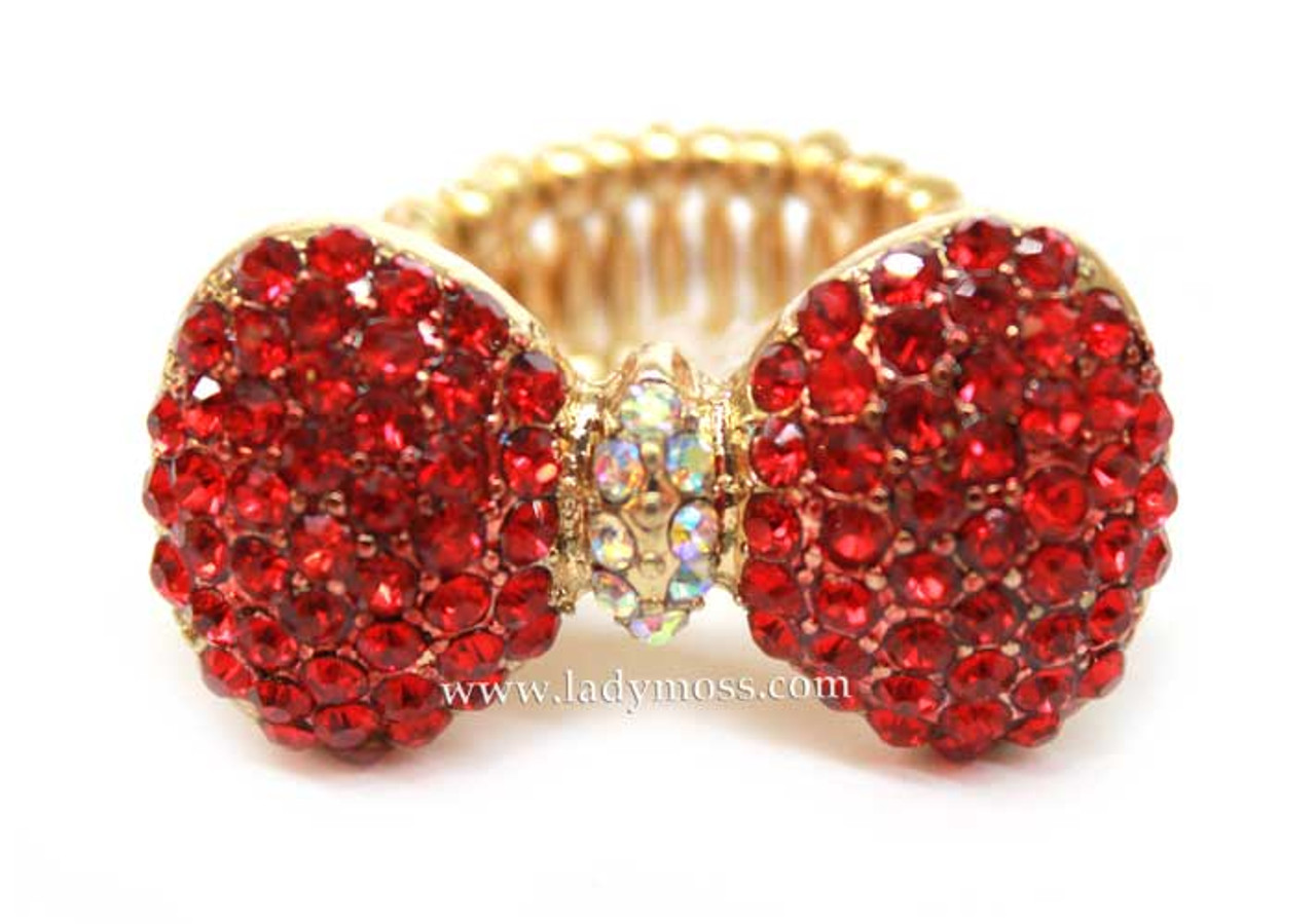 Rhinestone Bow in Red