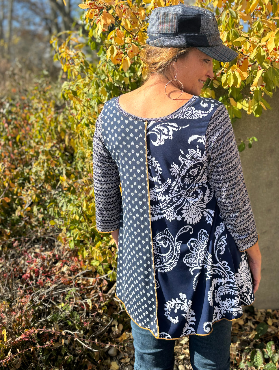 SHIRT TUNIC WITH POCKETS MIDNIGHT POPPY
