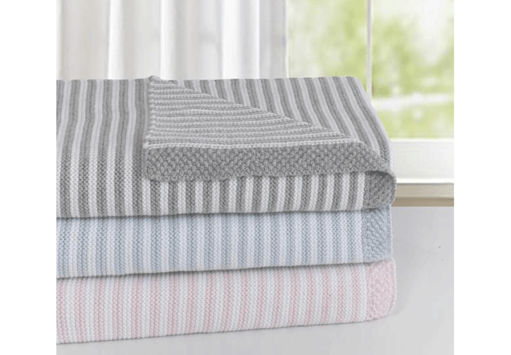 Living Textiles 100% Cotton Knit Stripe Blanket Living Textiles 100% Cotton Knit Stripe Blanket