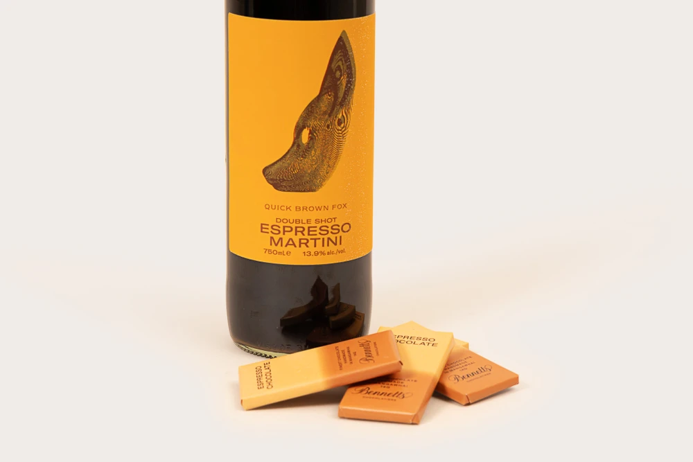 Quick Brown Fox; double espresso Martini, award winning gift; award winning producer; coffee liquor;  coffee lovers