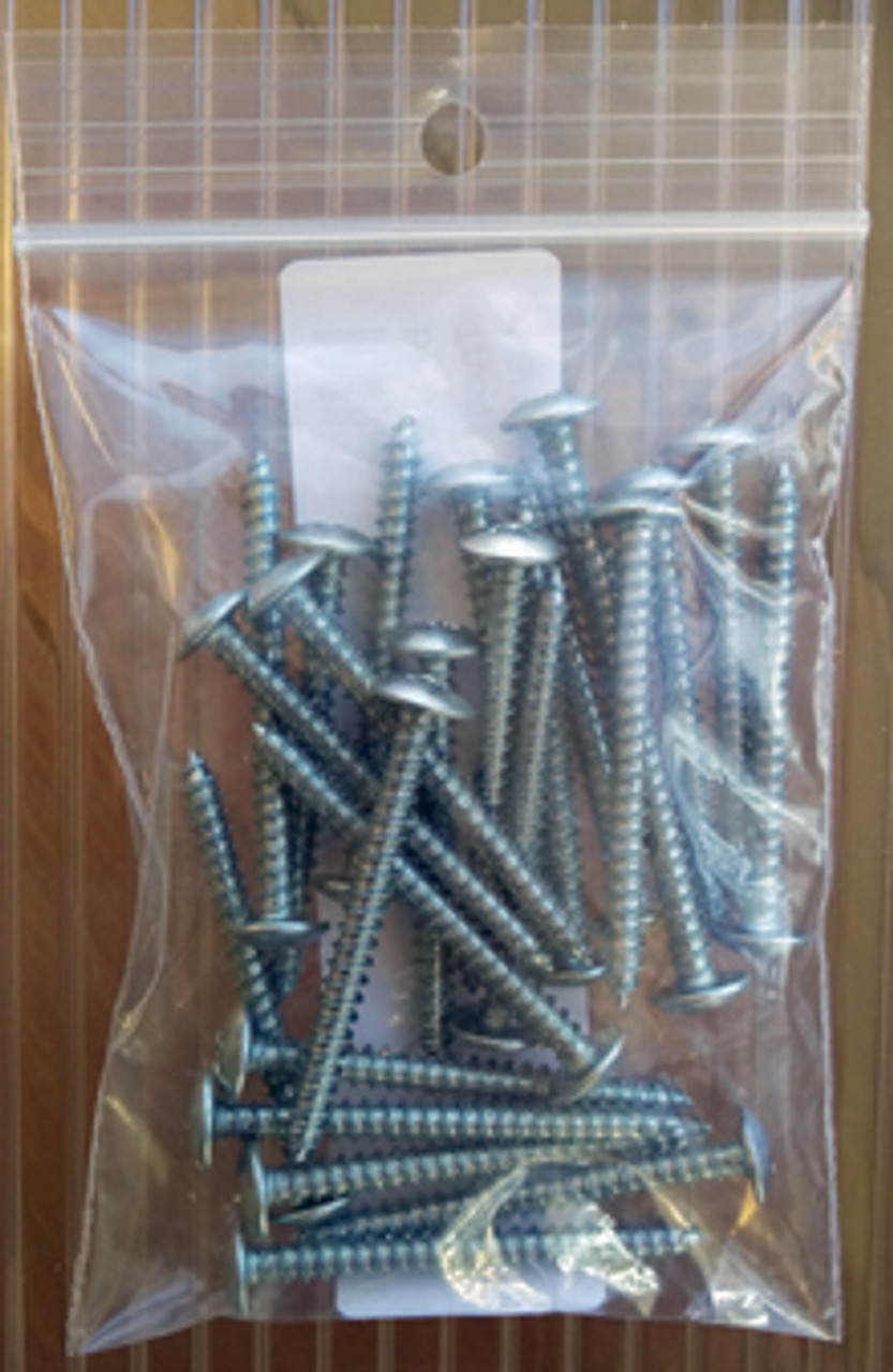 Stainless Steel Truss Head Screws. Pack of 25, four packs per order.  
Use with Aluminum bar capping to hold polycarbonate panels