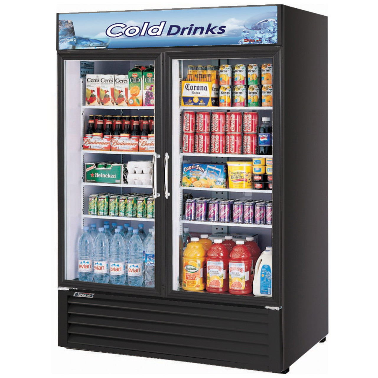 Turbo air Reach-in Cooler with 2- Swing Glass Display Door. Model: TGM-50RSB  /By Turbo Air/