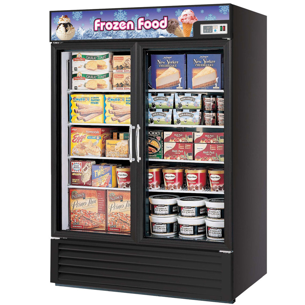 Turbo Air Reach-in Freezer with Two Swing Glass Display Door. Model: TGF-23F(B)