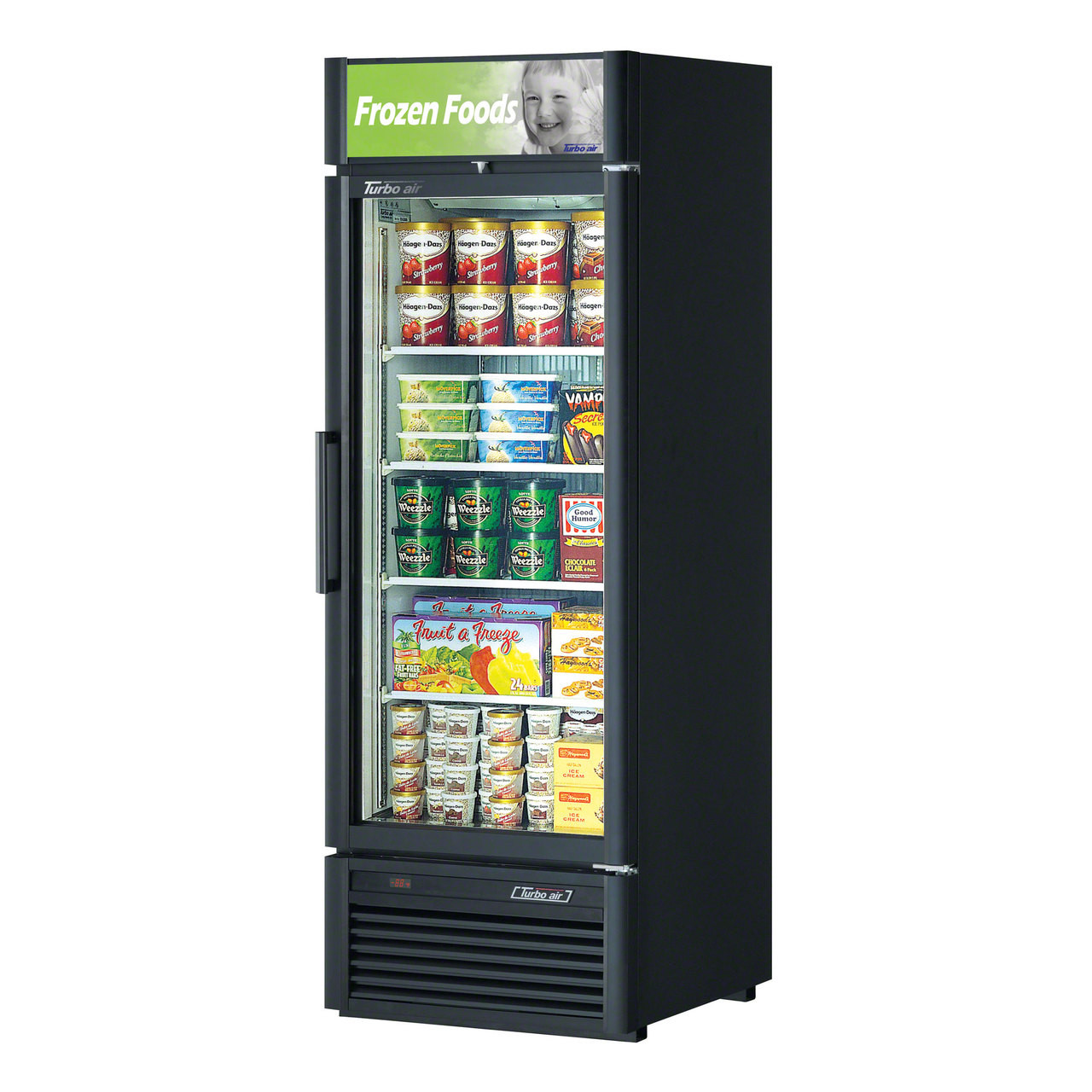 Turbo Air Reach-in Freezer with One Swing Glass Display Door. Model: TGF-23SDB