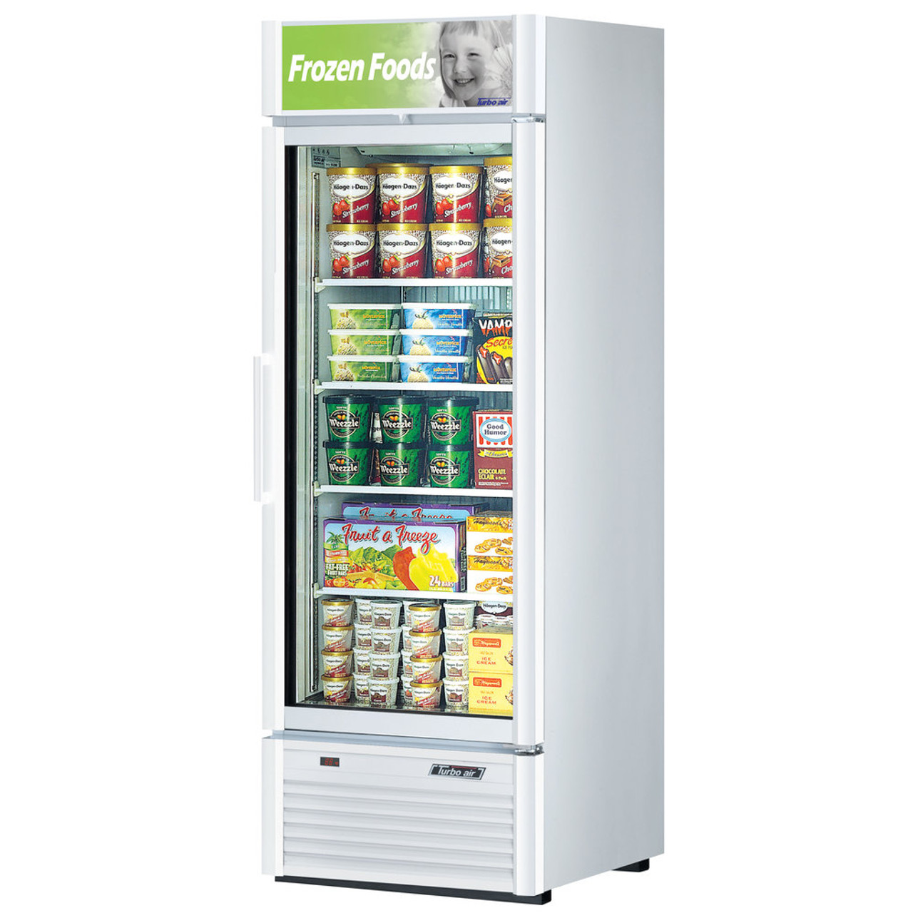 Turbo Air Reach-in Freezer with One Swing Glass Display Door. Model: TGF-23SDW