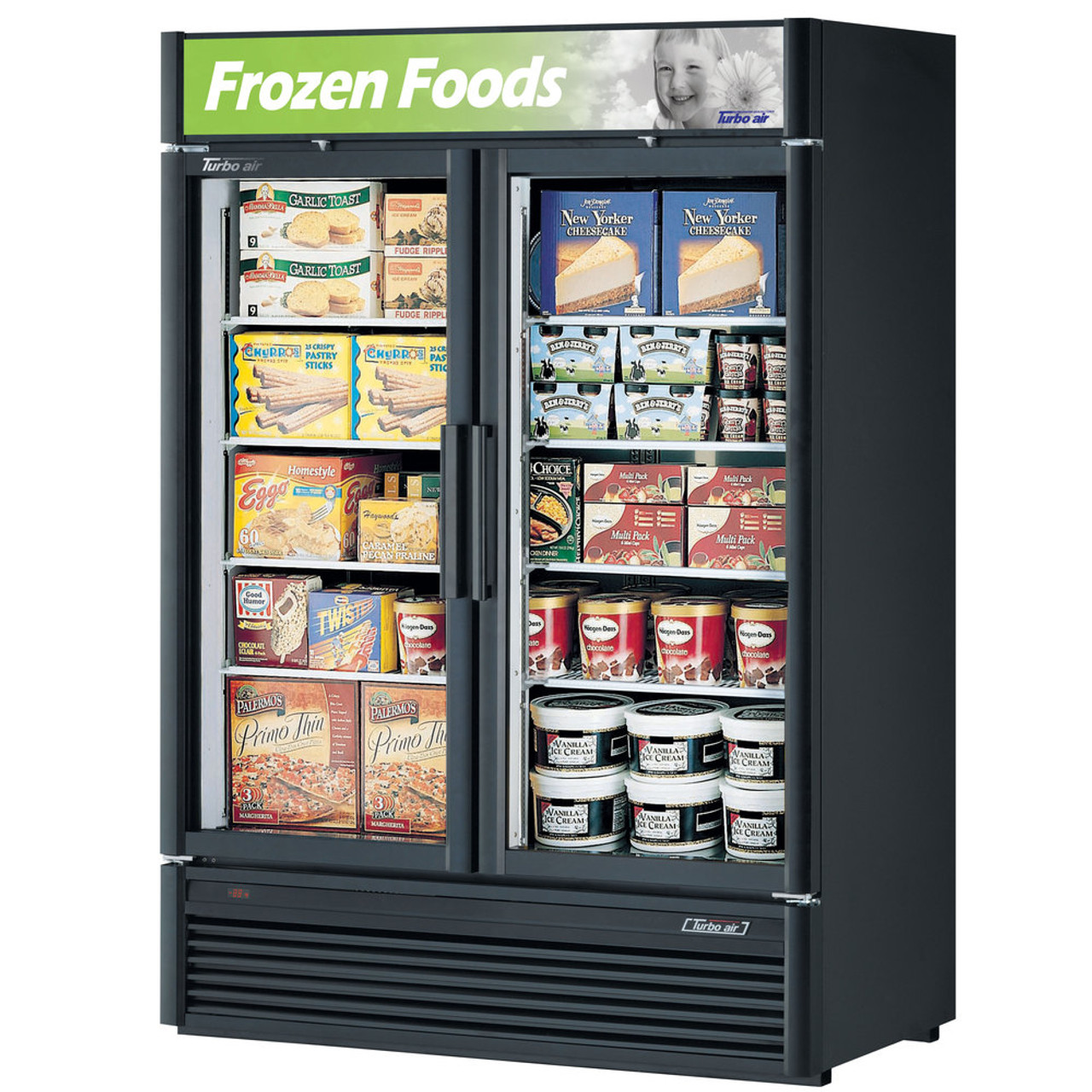 Turbo Air Reach-in Freezer  withTwo Swing Glass Display Door. Model: TGF-47SDB /By Turbo Air/