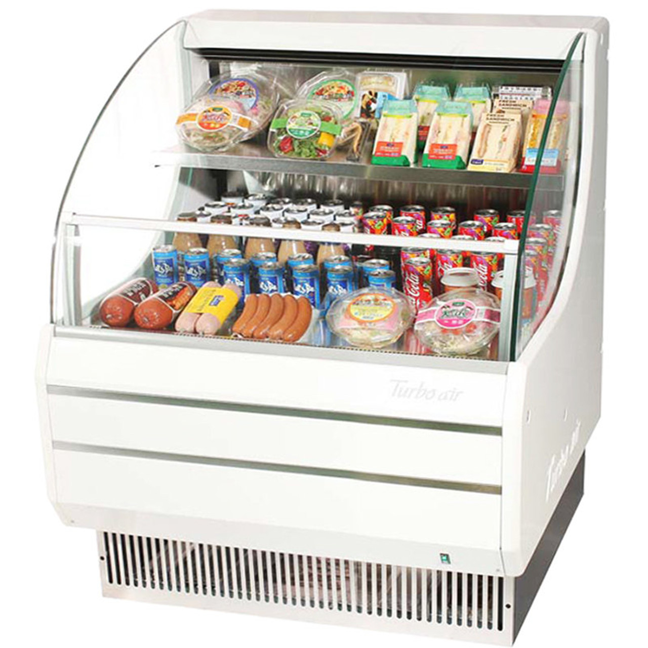 Americooler Horizontal Open Display Cases. Low Profile. Glass Side Panel. Model: TOM-30L