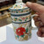 Temugg med sil & lock - Kinesiska blommor & mönster
