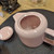 Tekanna av keramik med sil, lock och handtag - ca 0.4L - Puder-rosa