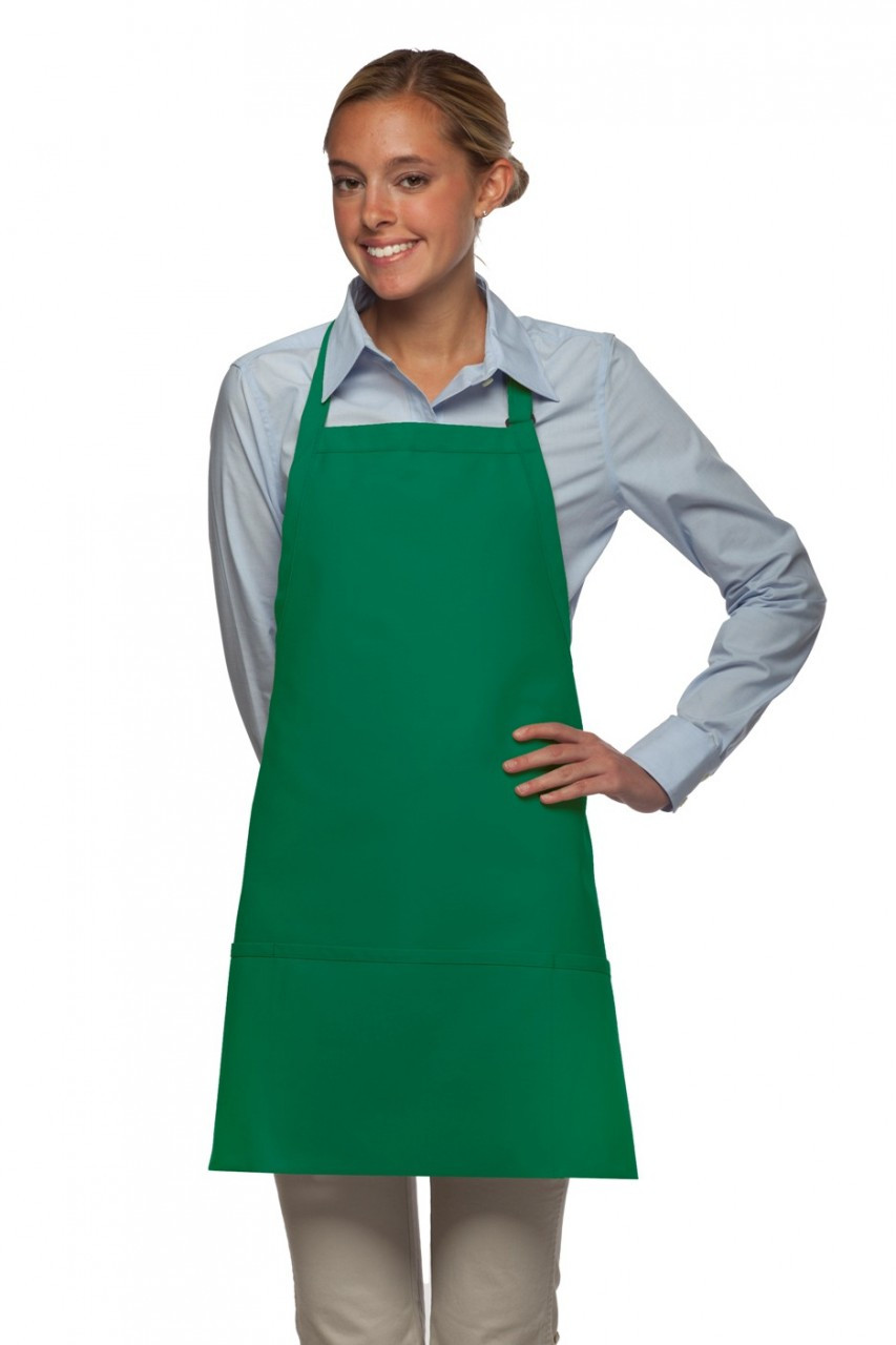 Kelly green three pocket restaurant bib apron