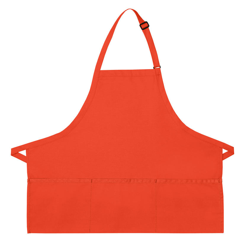 Orange three pocket restaurant server bib apron