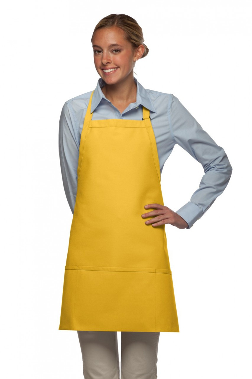 Yellow three pocket restaurant server bib apron