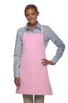 Pink Restaurant Server Bib Apron with Two Center Divided Pockets and Adjustable Neck Strap 28"L x 24"W Item#350-212