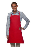 Red Restaurant Server Bib Style Apron with Two Center Divided Pockets and Adjustable Neck Strap 28"L x 24"W Item#350-212