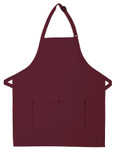 Maroon Restaurant Server Bib Apron with Two Center Divided Pockets and Adjustable Neck Strap 28"L x 24"W Item#350-212
