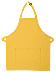 Yellow Restaurant Server Bib Apron with Two Center Divided Pockets and Adjustable Neck Strap 28"L x 24"W Item#350-212