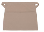 Petite Khaki Two Pocket Restaurant Quality Squared Bottom Waist Apron 13" L x 16" W Item # 350-140 Petite Khaki Two Pocket Restaurant Quality Squared Bottom Waist Apron 13" L x 16" W Item # 350-140