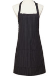 Black and White Stripe Unisex Server Bib Apron with Two Center Divided Pockets and Adjustable Neck Strap - 28"L x 24"W Item # 350-212GS Made In The USA