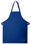 Cobalt Blue Two Patch Pocket Adjustable Neck Mid-Length Bib Apron 30"L x 24"W Item #350-230