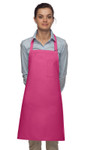 Hot Pink Bib Style Apron With Adjustable Neck and Pencil Pocket 28"L x 24"W Item #350-211