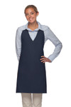 Navy Blue No Pocket Adjustable V-Neck Bib Style Server Apron 32"L x 28"W Item#350-300NP