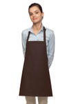 Brown No Pocket Mid-Length Bib Apron With Adjustable Neck Strap 24"L x 28"W Item#350-200NP