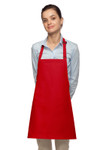 Red No Pocket Mid-Length Bib Apron With Adjustable Neck Strap 24"L x 28"W Item#350-200NP