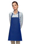 Royal Blue No Pocket Restaurant Quality Mid-Length Bib Apron With Adjustable Neck Strap 24"L x 28"W Item#350-200NP