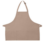 Khaki Four Pocket Bib Style Apron With Adjustable Neck Strap 24"L x 28"W Item#350-200PD