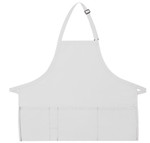 White Four Pocket Bib Style Apron With Adjustable Neck Strap 24"L x 28"W Item#350-200PD