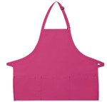 Hot Pink Four Pocket Bib Style Apron With Adjustable Neck Strap 24"L x 28"W Item#350-200PD