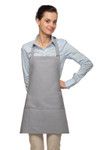 Silver Gray Four Pocket Restaurant Quality Bib Style Apron With Adjustable Neck Strap 24"L x 28"W Item#350-200PD