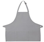 Silver Gray Four Pocket Restaurant Quality Bib Style Apron With Adjustable Neck Strap 24"L x 28"W Item#350-200PD