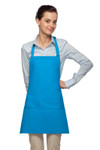 Turquoise Blue Four Pocket Restaurant Quality Bib Style Apron With Adjustable Neck Strap 24"L x 28"W Item#350-200PD