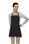 Black Three Pocket Restaurant Server Bib Apron With Chest Pencil Pocket 24"L x 28"W Item#350-201