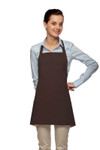 Brown Three Pocket Restaurant Server Bib Apron With Chest Pencil Pocket 24"L x 28"W Item#350-201